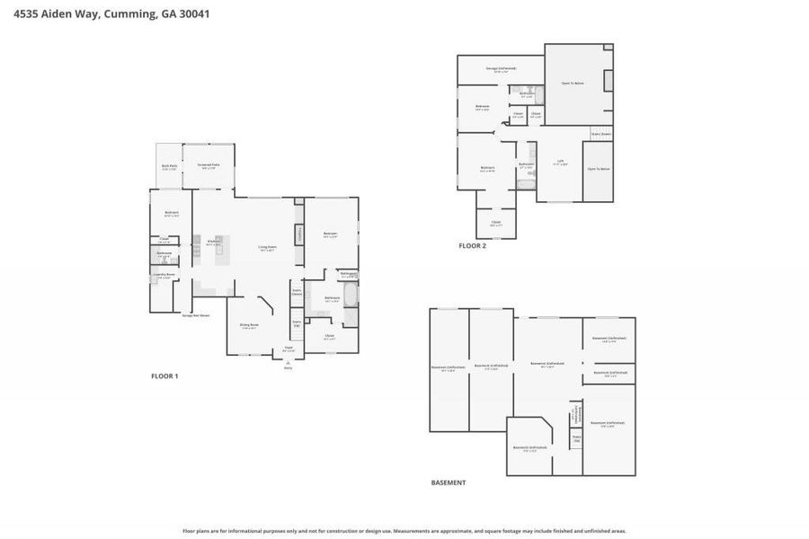2D floor plan layout of this home in Arden on Lanier, Cumming, GA (Image 7).