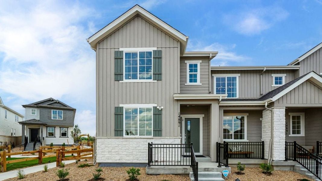 Representative exterior photo of a completed home built from the Independence by Taylor Morrison in Parterre Townhomes - The Westerly Collection, Thornton, CO (Image 1).
