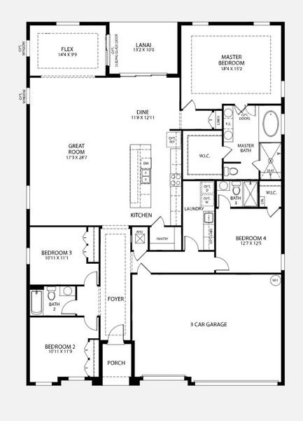 2D floor plan layout for the Venice by Maronda Homes in The Reserve At Hammock Oaks, Lady Lake, FL (Image 5).