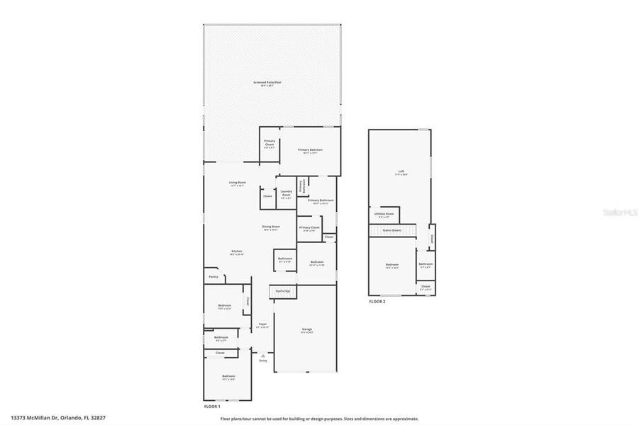 2D floor plan layout of this home in Laureate Park, Orlando, FL (Image 5).