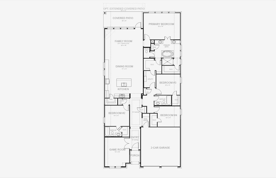 2D floor plan layout for the 2513W by Perry Homes in Meraki 50', Forney, TX (Image 5).