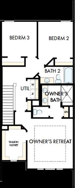 2D floor plan layout of this home in North Creek Village - Townhomes, Huntersville, NC (Image 6).