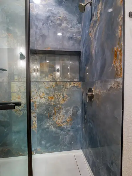 Bathroom view of a shower