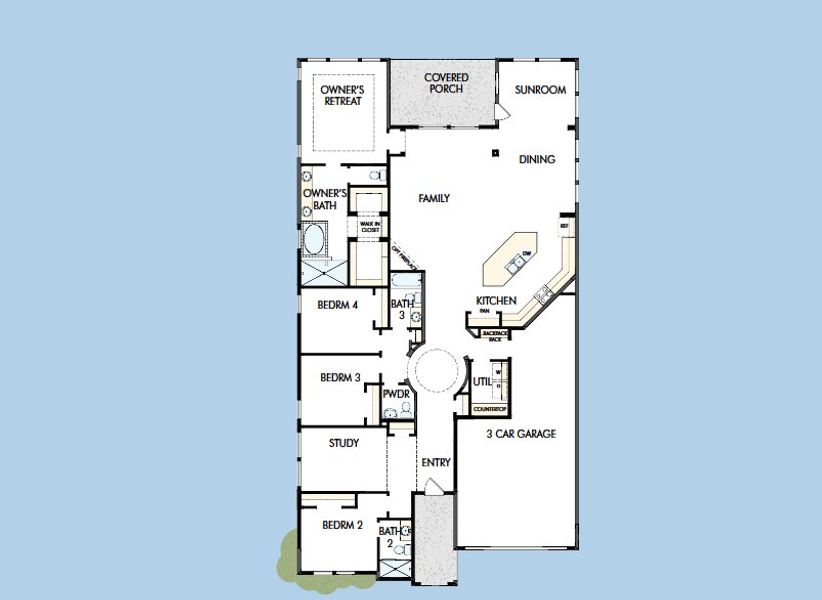 2D floor plan layout for the The Begonia by David Weekley Homes in Audubon – Vision Collection, Magnolia, TX (Image 3).