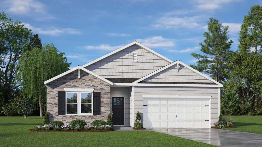 Representative exterior photo of a completed home built from the Cali - Tradition by D.R. Horton in Lawson Glen, Clayton, NC (Image 16).