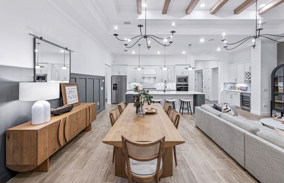 Café area open to the gathering room and kitchen Café area open to the gathering room and kitchen