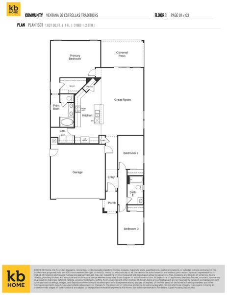 2D floor plan layout for the Plan 1637 Modeled by KB Home in Ventana de Estrellas Enclaves, Goodyear, AZ (Image 3). 2D floor plan layout for the Plan 1637 Modeled by KB Home in Ventana de Estrellas Enclaves, Goodyear, AZ (Image 3).