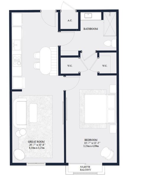 2D floor plan layout for the UNIT 08 by Roger Development Group in The Avenue Coral Gables, Coral Gables, FL (Image 1).