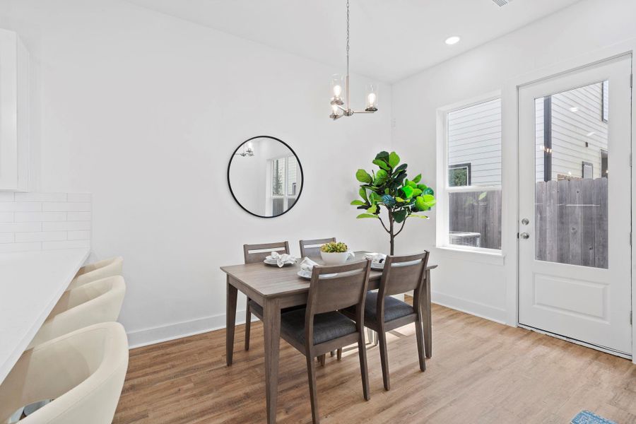Dedicated dining area with easy access to back patio