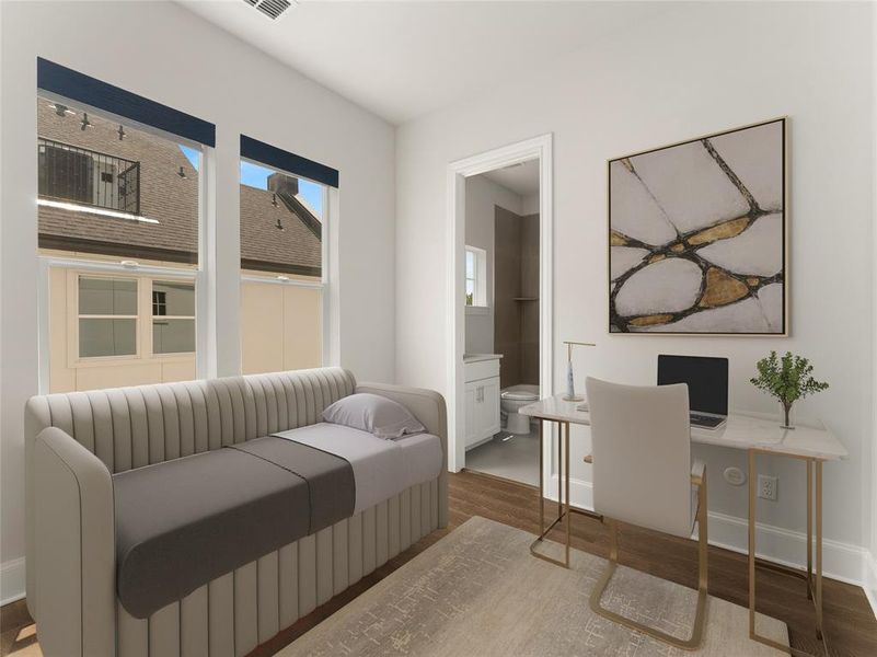 Image virtually staged to show use of space.