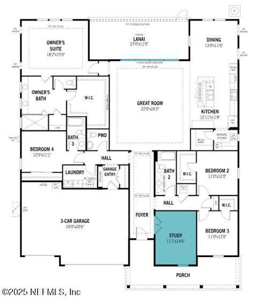 2D floor plan layout of this home in RiverTown - Springs, St. Johns, FL (Image 3). 2D floor plan layout of this home in RiverTown - Springs, St. Johns, FL (Image 3).