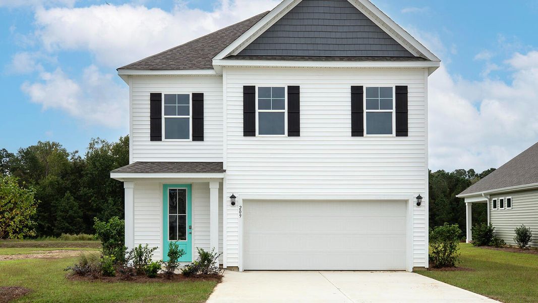 Front exterior of a new home in Surfside Landing, Hubert, NC, highlighting curb appeal (Image 1). Front exterior of a new home in Surfside Landing, Hubert, NC, highlighting curb appeal (Image 1).