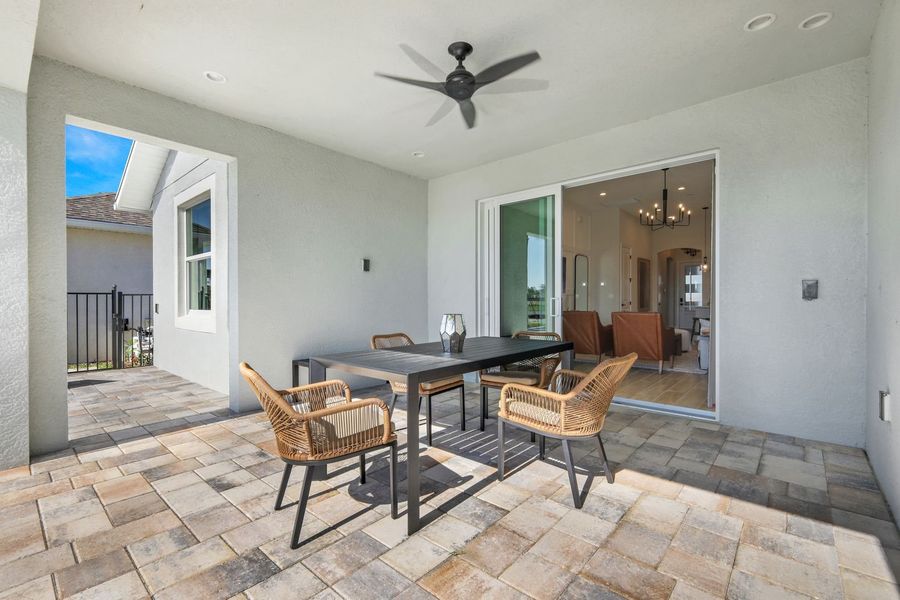 Exterior details and patio area of a home in The Sanctuary – Resort Collection, Punta Gorda (Image 4). Exterior details and patio area of a home in The Sanctuary – Resort Collection, Punta Gorda (Image 4).