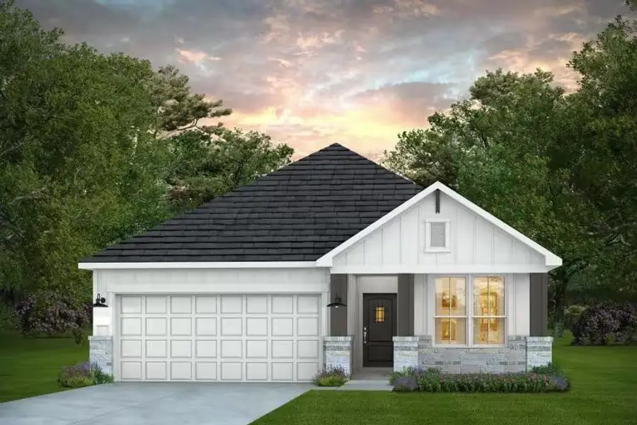 Front exterior of a new home in Montgomery Bend, Montgomery, TX, highlighting curb appeal (Image 4).
