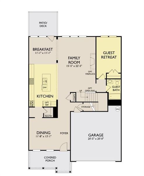 2D floor plan layout of this home in The Estates at Casteel, Bethlehem, GA (Image 4).