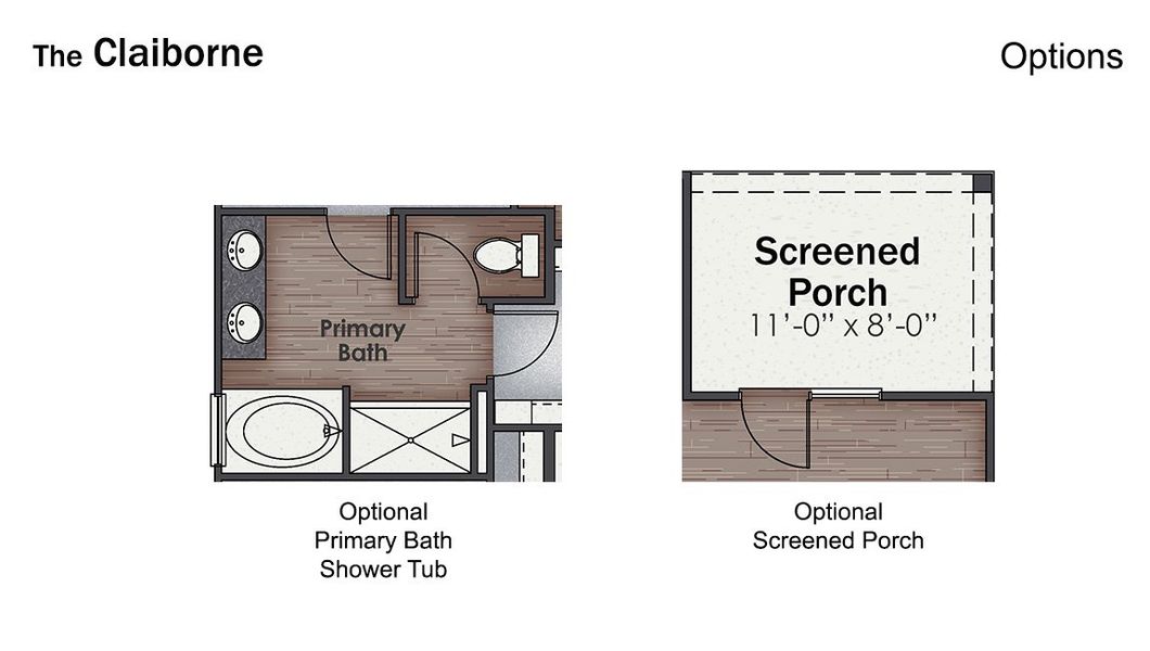 2D floor plan layout for the Claiborne by D.R. Horton in The Grove at Blake Farm, Wilmington, NC (Image 6).