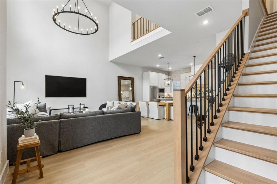 Furnished interior view inside a new home in Newman Village Townhomes, Frisco (Image 21). Furnished interior view inside a new home in Newman Village Townhomes, Frisco (Image 21).