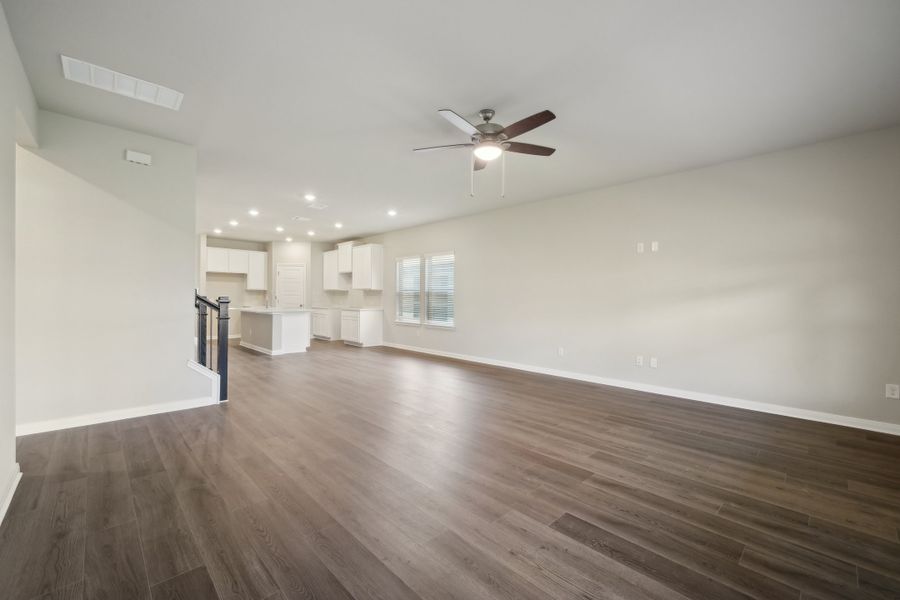 Dining room and living room in the Matador floorplan in the Meritage Homes community.