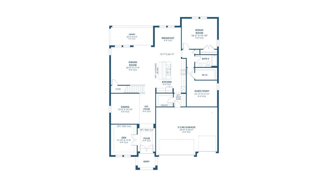 2D floor plan layout for the Westshore II by Homes by WestBay in Pasadena Woods, Dade City, FL (Image 3).