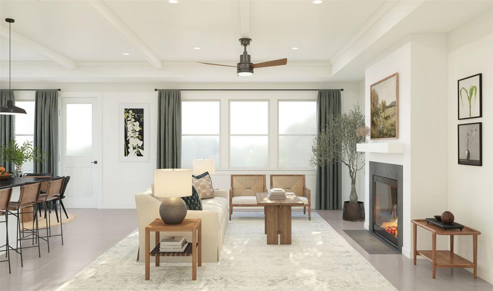 Cozy great room (*Artist rendering used for illustration purposes only.) Cozy great room (*Artist rendering used for illustration purposes only.)