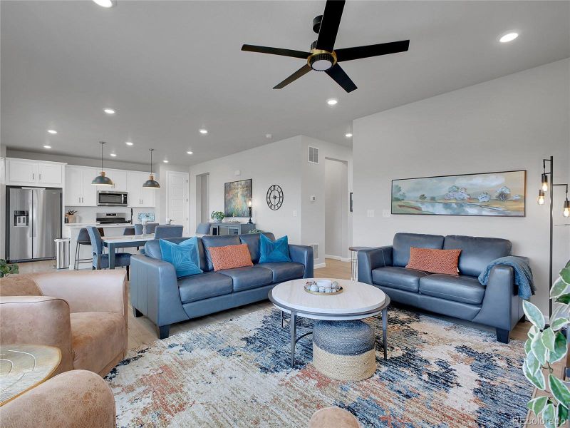 Furnished interior view inside a new home in Wild Oak at The Canyons, Castle Pines (Image 12). Furnished interior view inside a new home in Wild Oak at The Canyons, Castle Pines (Image 12).