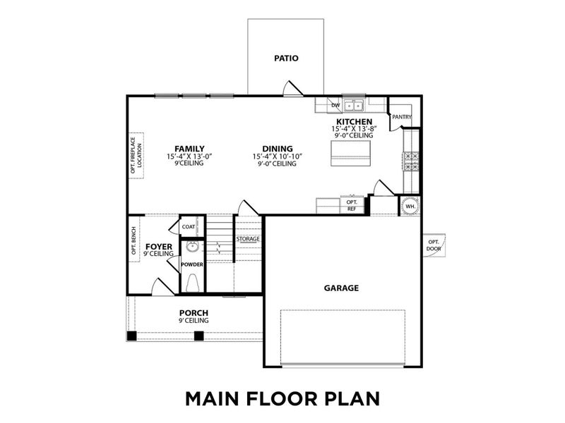 2D floor plan layout for the The Gordon A by Davidson Homes LLC in Calista Farms, White House, TN (Image 5).