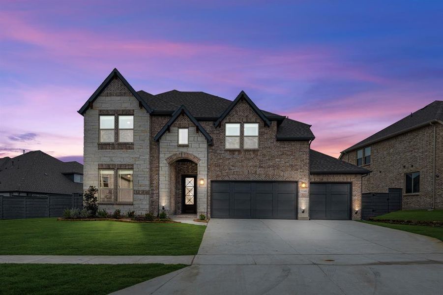 Front exterior of a new home in Union Park Classic 55, Little Elm, TX, highlighting curb appeal (Image 2).