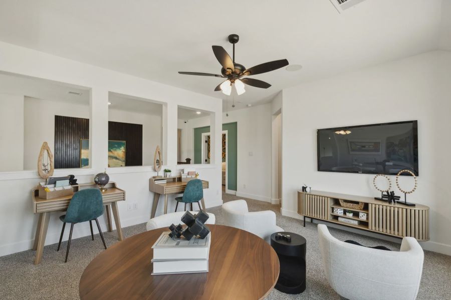 Representative furnished interior of a home built from the Wimberly by Chesmar Homes in Summer Crest, Crowley (Image 10).