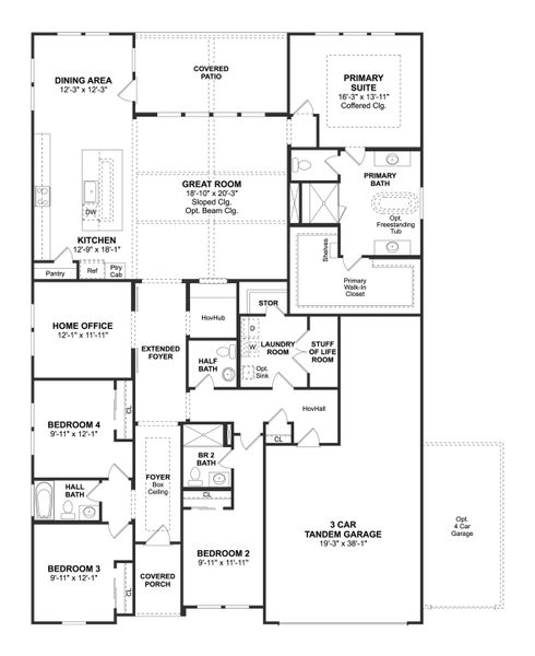 2D floor plan layout for the Glasgow by K. Hovnanian® Homes in Steward Estates, Conroe, TX (Image 3). 2D floor plan layout for the Glasgow by K. Hovnanian® Homes in Steward Estates, Conroe, TX (Image 3).