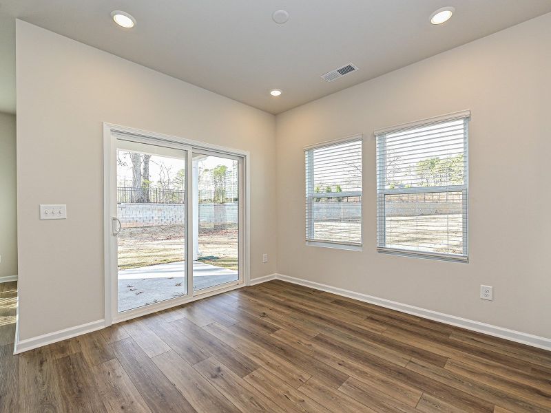 The finished back patio is conveniently connected to the great room.