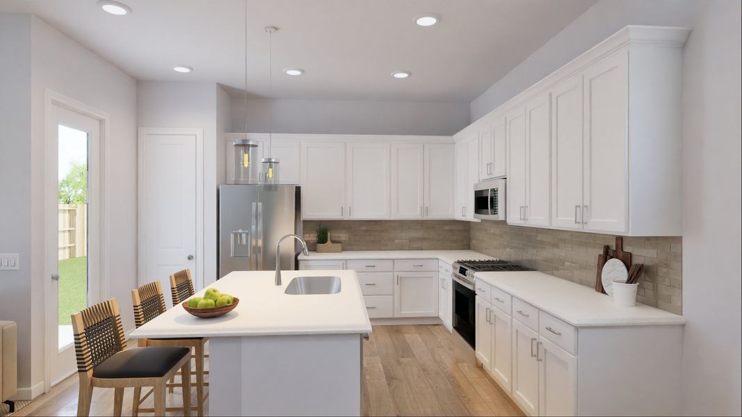 Representative furnished interior of a home built from the Elizabeth by New Home Co. in The Villas Collection at Novel, Austin (Image 6). Representative furnished interior of a home built from the Elizabeth by New Home Co. in The Villas Collection at Novel, Austin (Image 6).