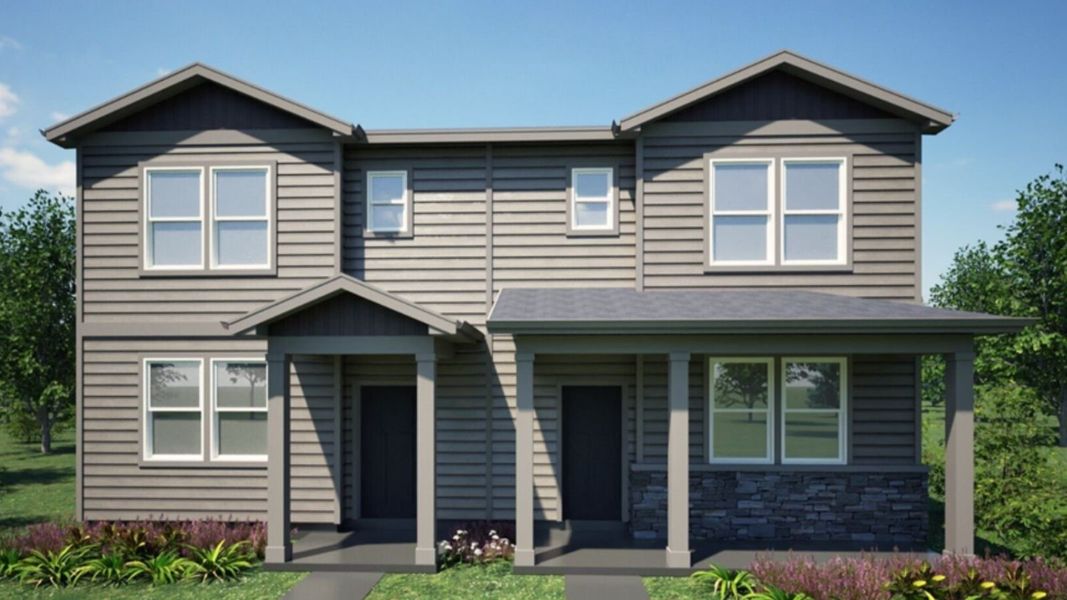 Front exterior of a new home in Vista Meadows, Fort Lupton, CO, highlighting curb appeal (Image 2).