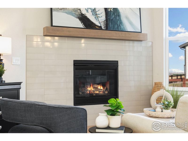 Cozy fireplace for warmth and ambiance.