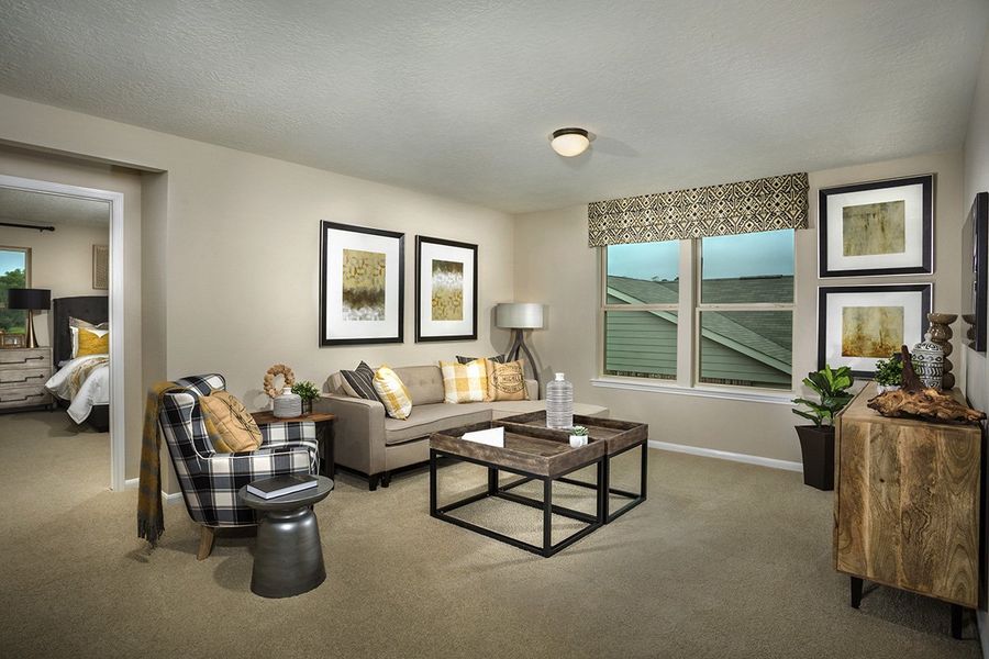 Representative furnished interior of a home built from the 2124 by KB Home in Oakwood Trails, Tomball (Image 7). Representative furnished interior of a home built from the 2124 by KB Home in Oakwood Trails, Tomball (Image 7).