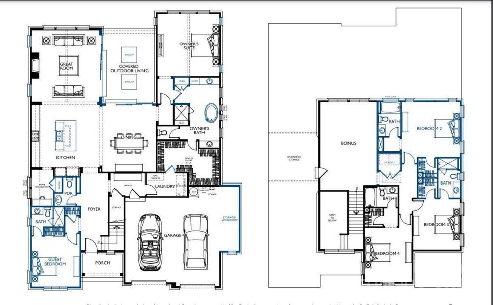 Main and Upper Level of Custom Floorplan