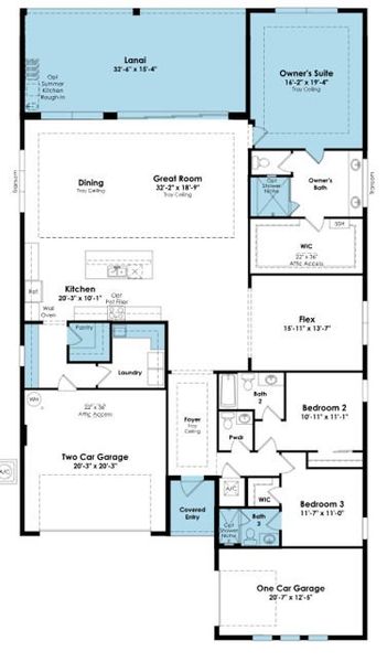 2D floor plan layout of this home in Esprit at Avenir, Palm Beach Gardens, FL (Image 4).