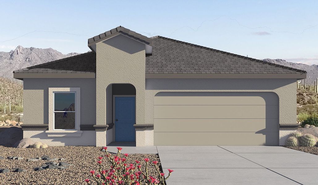 Representative exterior photo of a completed home built from the Harris by D.R. Horton in Barnett Village, Marana, AZ (Image 2). Representative exterior photo of a completed home built from the Harris by D.R. Horton in Barnett Village, Marana, AZ (Image 2).