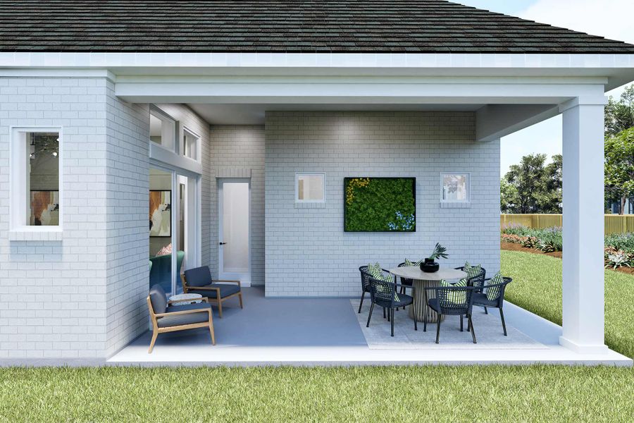 Representative exterior details of a home built from the The Conroe by David Weekley Homes in Flora, Hutto (Image 4). Representative exterior details of a home built from the The Conroe by David Weekley Homes in Flora, Hutto (Image 4).
