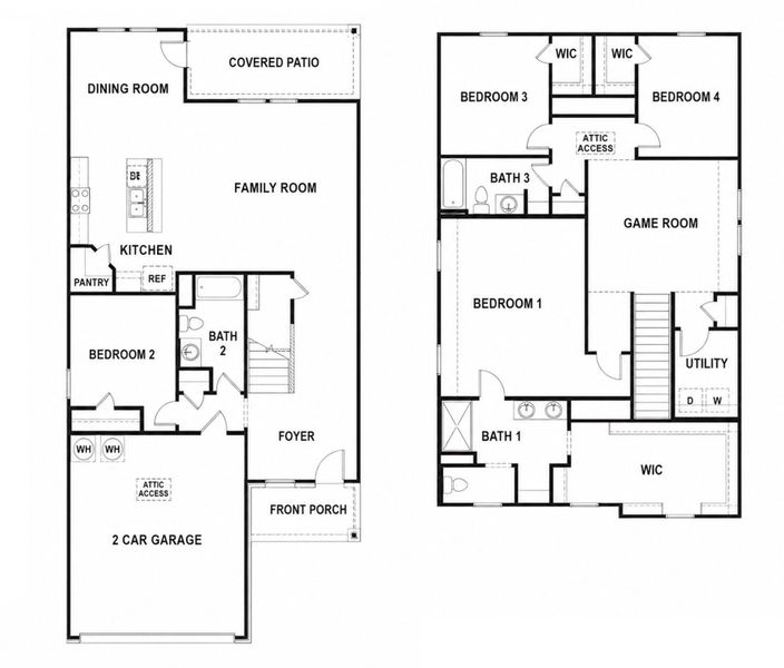 A clear floor plan illustrating the home's layout across two distinct levels. A clear floor plan illustrating the home's layout across two distinct levels.