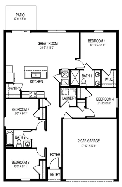 2D floor plan layout of this home in Cape Coral Well & Septic, Cape Coral, FL (Image 2). 2D floor plan layout of this home in Cape Coral Well & Septic, Cape Coral, FL (Image 2).