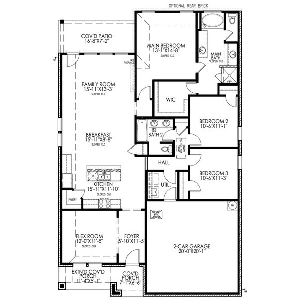 2D floor plan layout for the The Navarro by Lillian Custom Homes in Hickory Hill, Sherman, TX (Image 4).