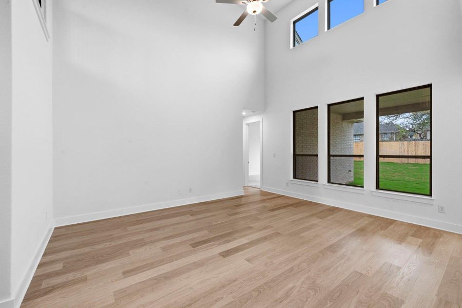 Family Room with soaring ceiling