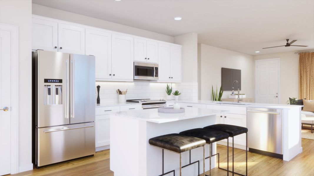 Kitchen Virtual Rendering | Daybreak Floorplan | Elara at Moonlight | New Homes in Maricopa, AZ by Landsea Homes
