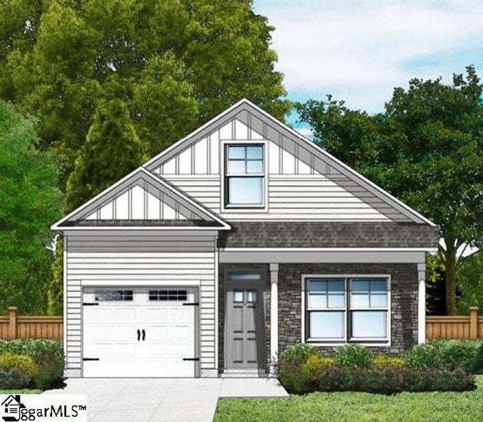 Exterior rendering of this home design in Hazelwood, Boiling Springs, SC (Image 1).