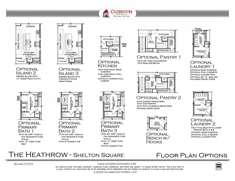 2D floor plan layout for the Heathrow by Celebration Homes in Oak Meadows, Smyrna, TN (Image 5).