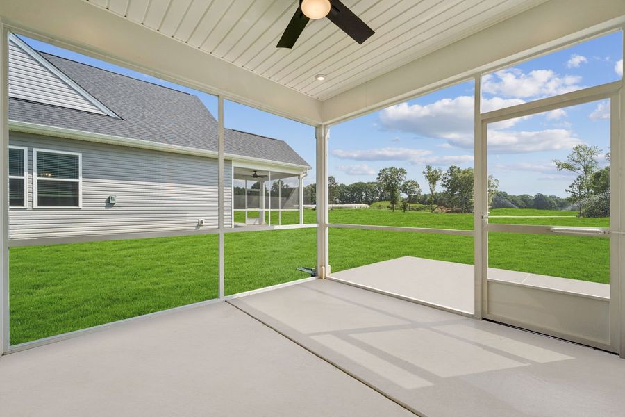 Exterior details and patio area of a home in Madison at Buice Lake, Acworth (Image 43).