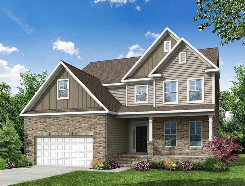 Representative exterior photo of a completed home built from the Hamilton by Eastwood Homes in Hillcrest Grove, Wendell, NC (Image 7).