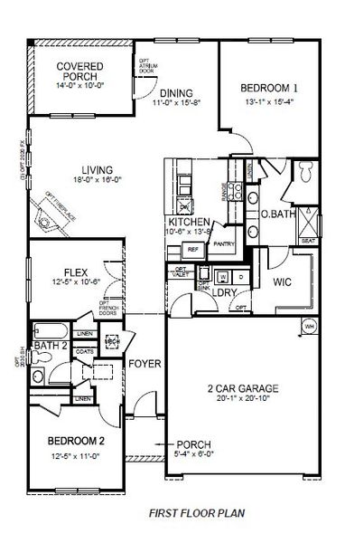 2D floor plan layout of this home in Whitehawk Meadows, Travelers Rest, SC (Image 4).