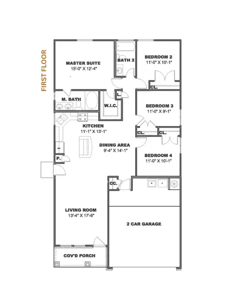 2D floor plan layout for the Robin 34 NS by Saratoga Homes in Yowell Ranch, Killeen, TX (Image 3). 2D floor plan layout for the Robin 34 NS by Saratoga Homes in Yowell Ranch, Killeen, TX (Image 3).