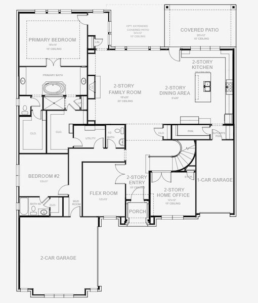 2D floor plan layout for the 4137W by Perry Homes in Sonoma Verde 70', Rockwall, TX (Image 3).
